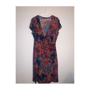 Paisley Print faux Wrap Dress